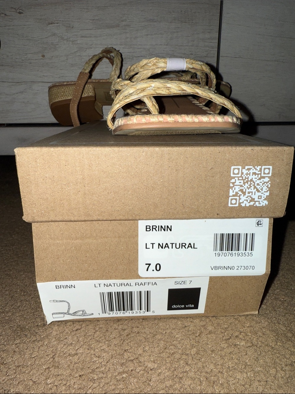 Dolce Vita Brinn LT Natural Braided Strappy Sandals - Picture 5 of 5
